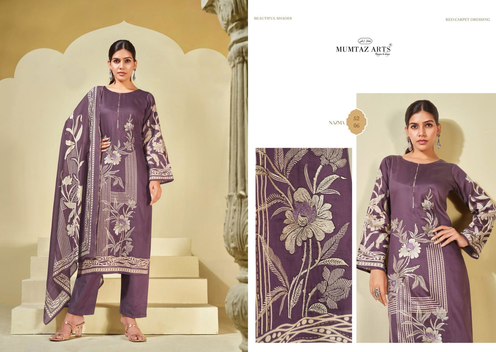 Nazma By Mumtaz Jam Satin Digital Printed Dress Material Orders In India
